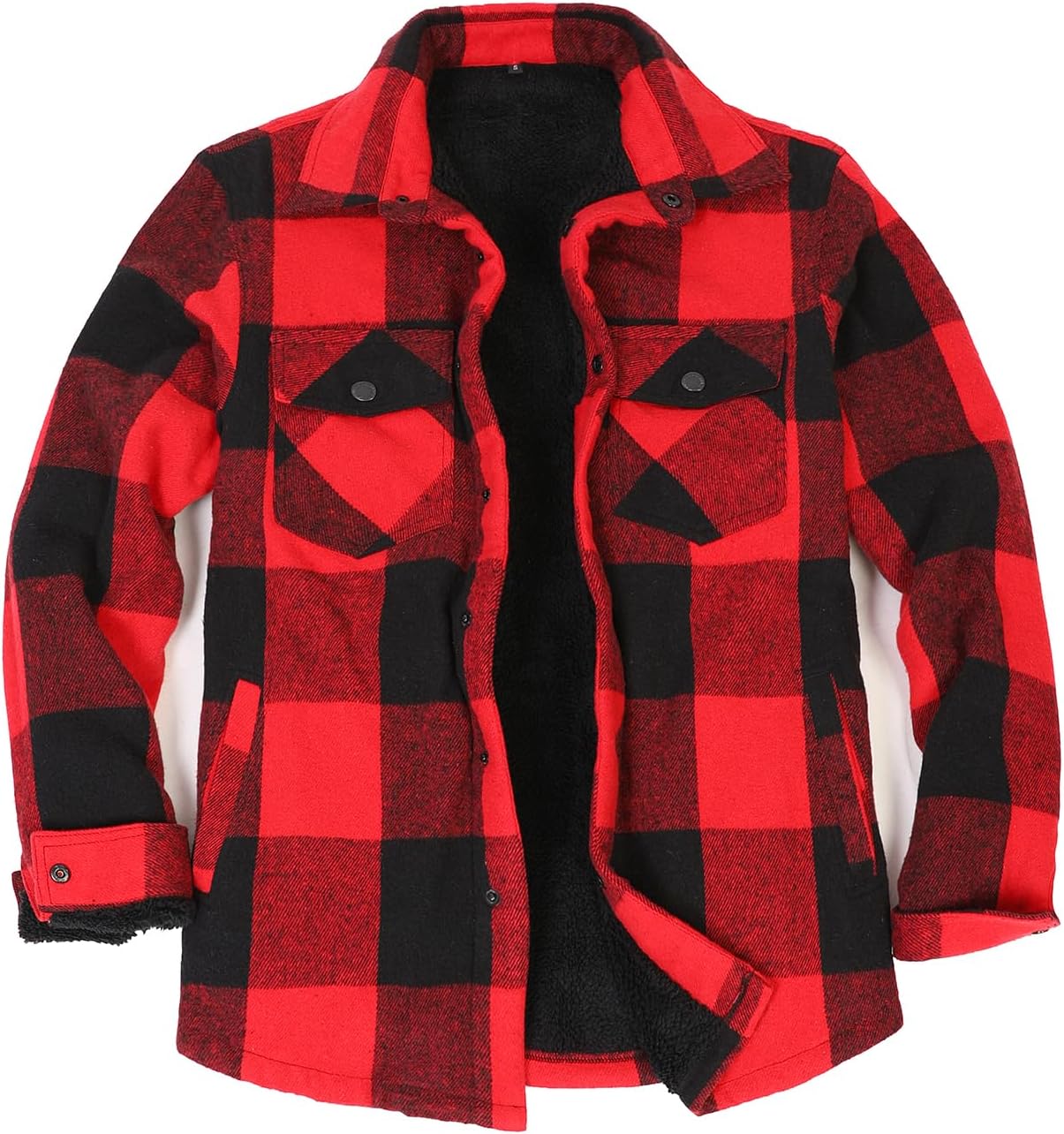 ZENTHACE Men's Sherpa Lined Flannel Shirt Jacket for Winter