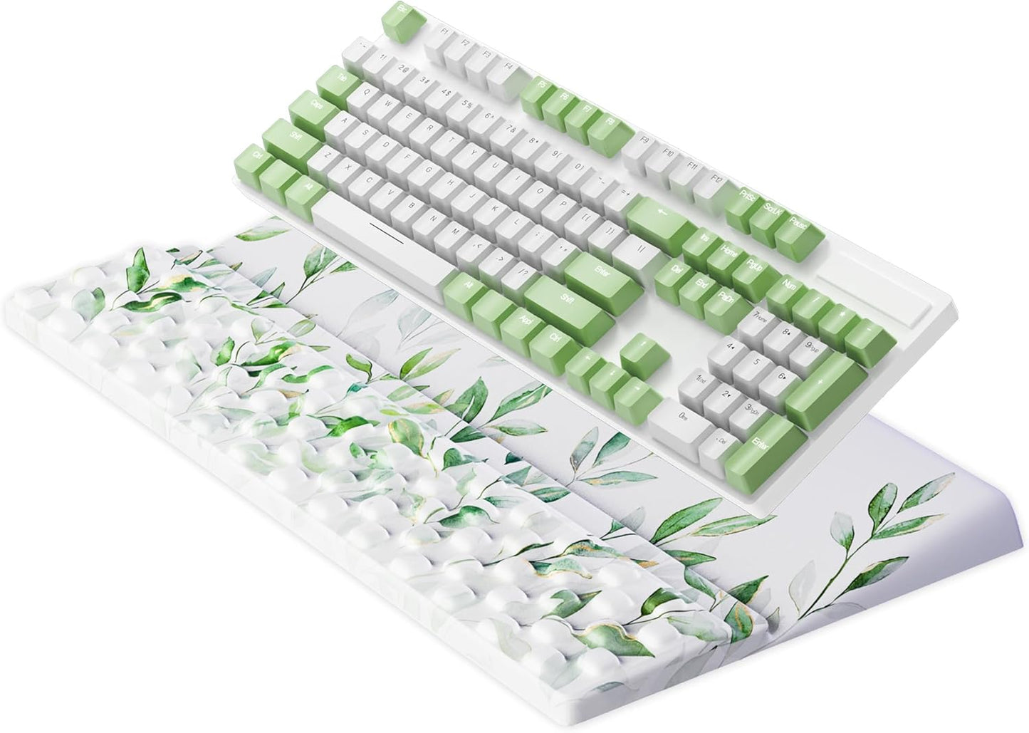 Comfy Green Leaves Keyboard Wrist Rest - Ergonomic Support
