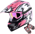1Storm Youth Motocross Helmet Matt Star Pink Bundle - Youth MX Kit
