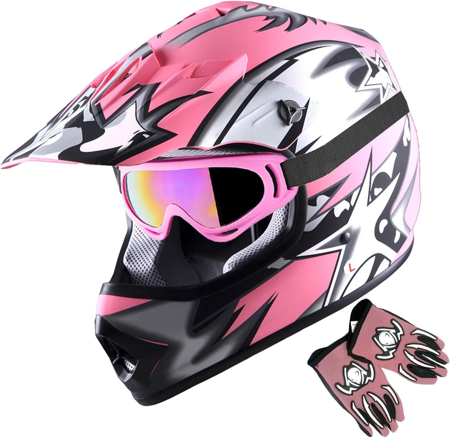 1Storm Youth Motocross Helmet Bundle with Goggles and Gloves