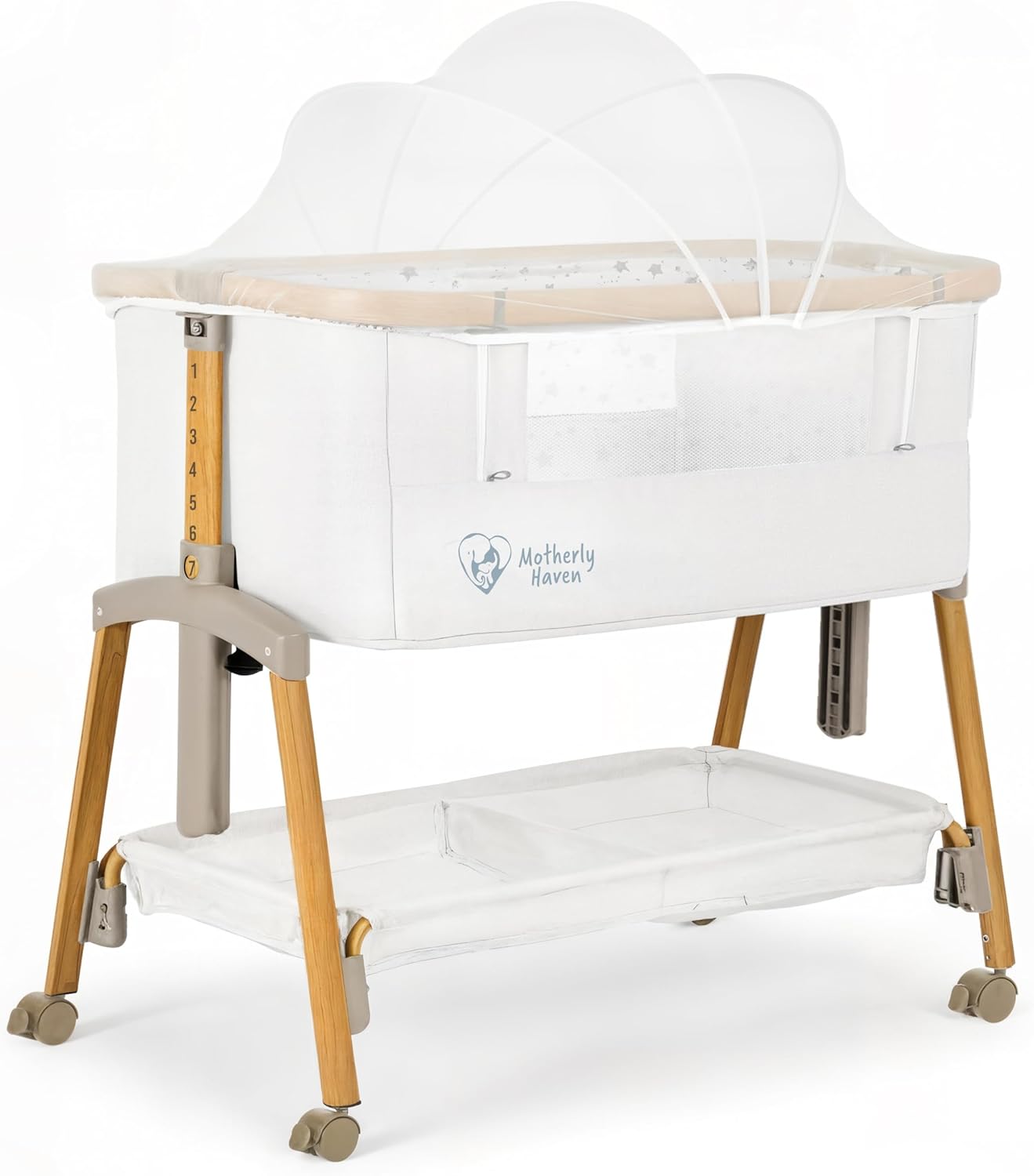 Baby Bassinet Bedside Sleeper with Adjustable Height & Wheels