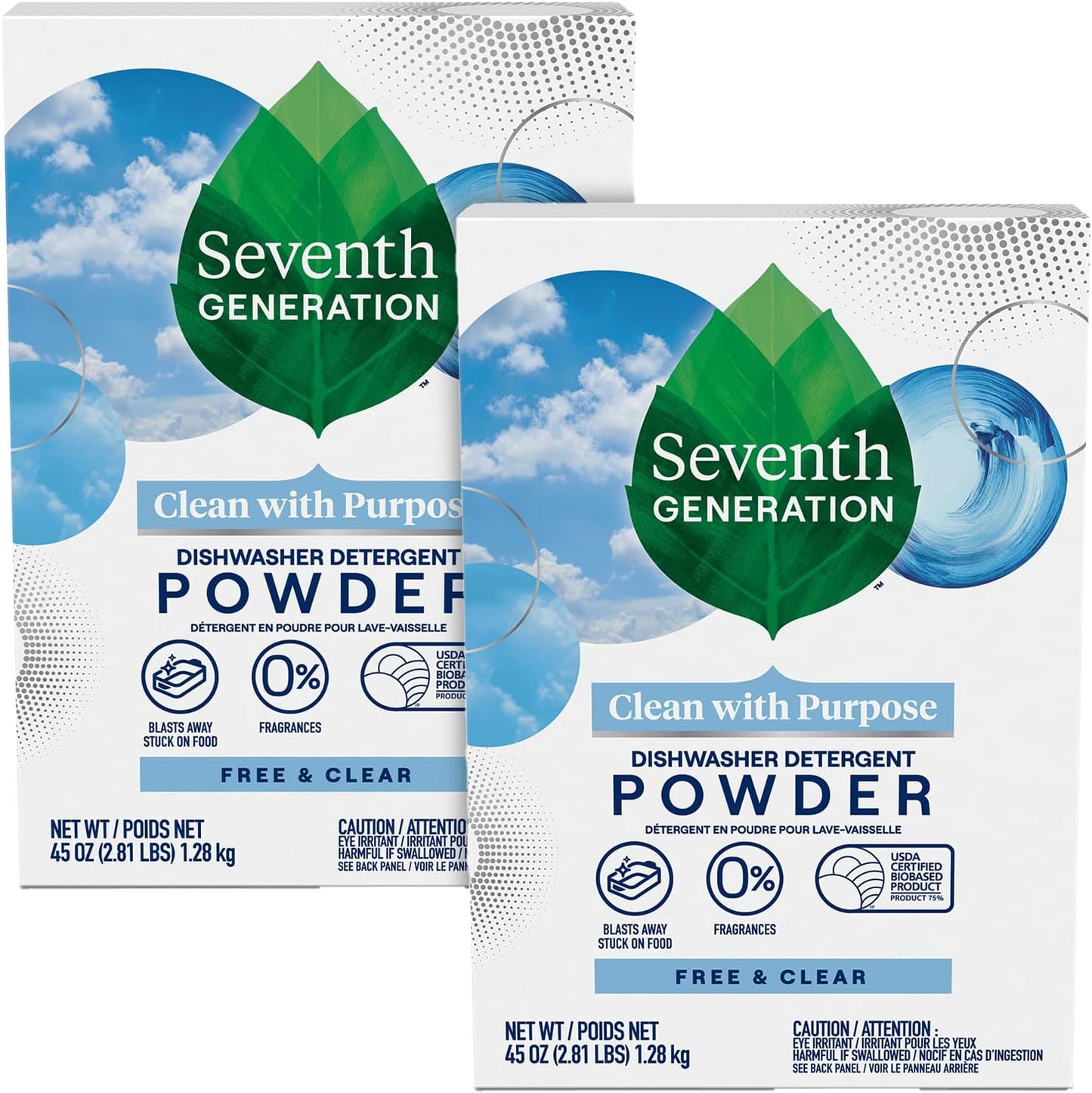 Seventh Generation Chlorine-Free Dish Detergent, Biodegradable, 2-Pack