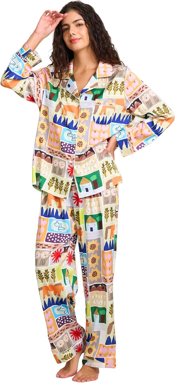 Womens Silk Satin Pajamas Set for Comfortable Sleepwear