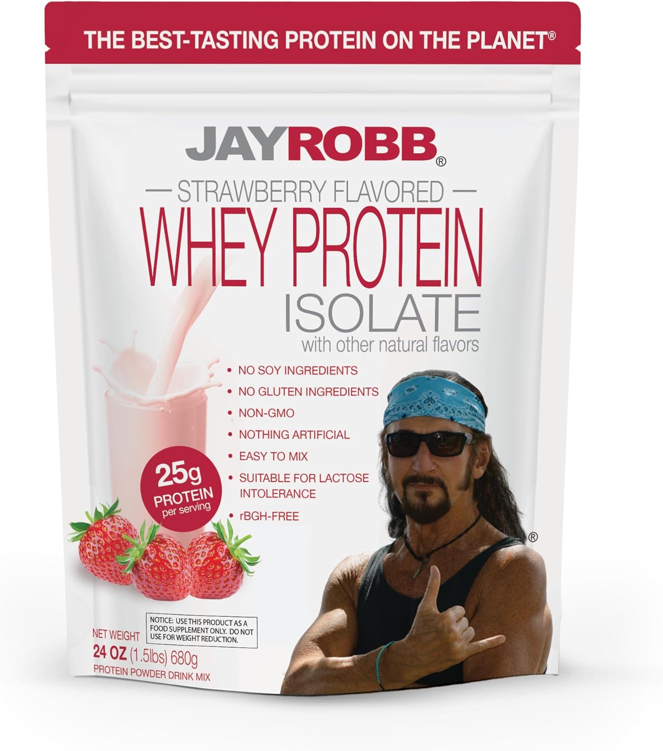 JAYROBB Whey Protein Isolate Powder - Delicious Strawberry Flavor