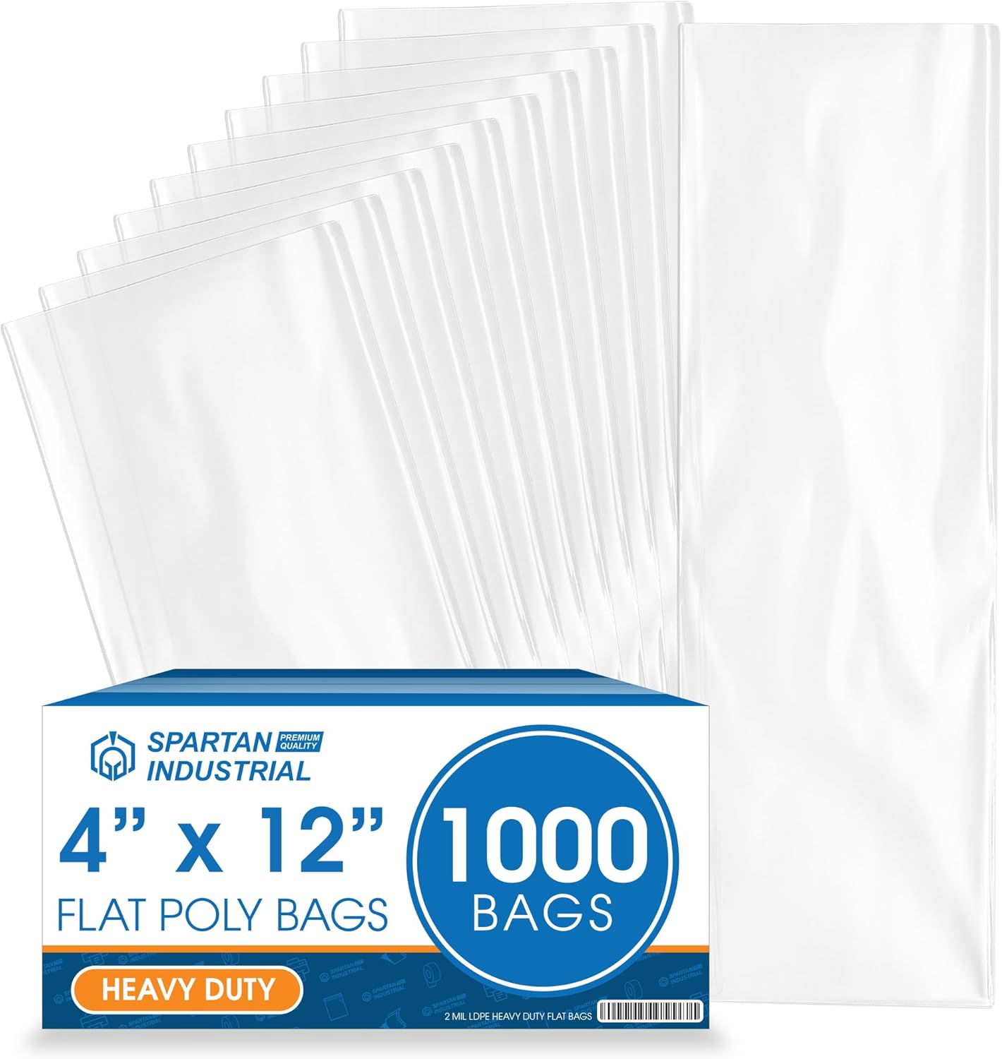 Spartan Industrial 4 X 12 Heavy Duty Clear Plastic Poly Bags