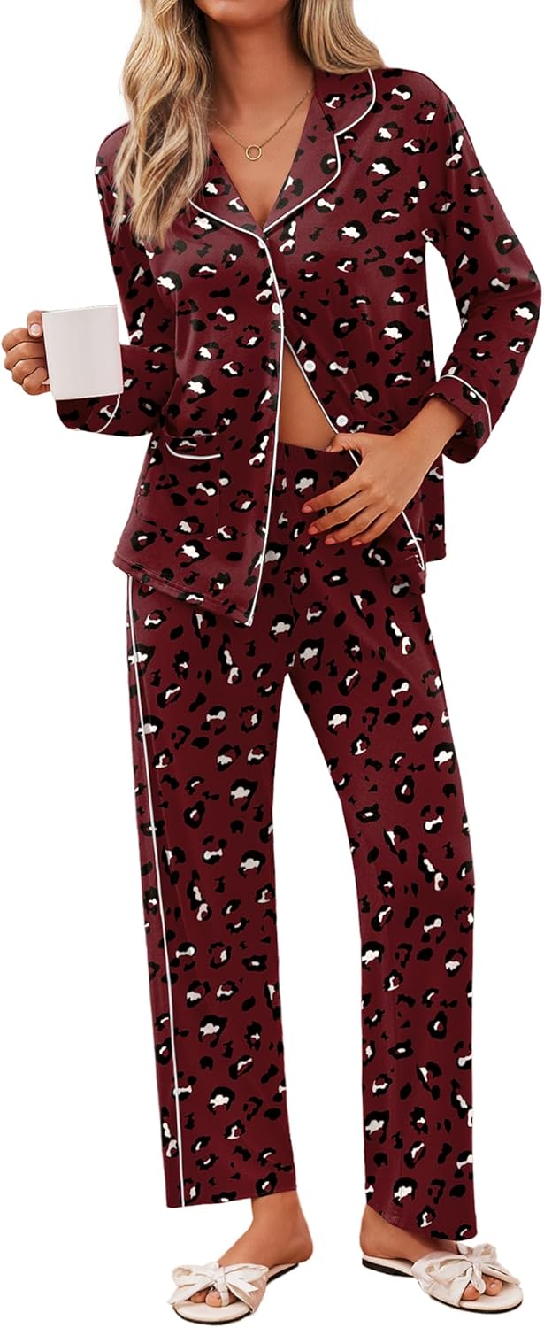 Ekouaer Pajamas for Women Set - Cozy Button Down Pj Set