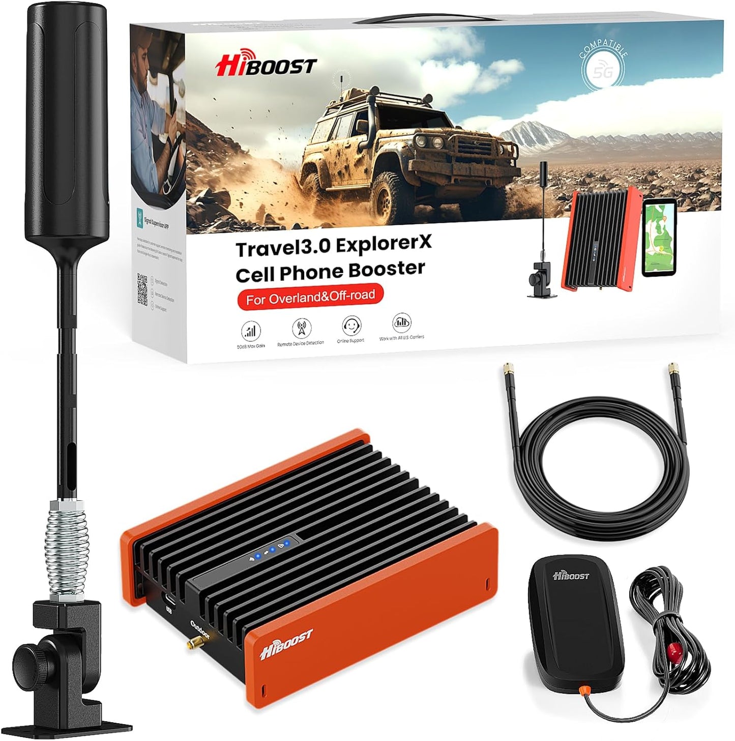HiBoost Cell Phone Signal Booster for Overland and Off-Road Use