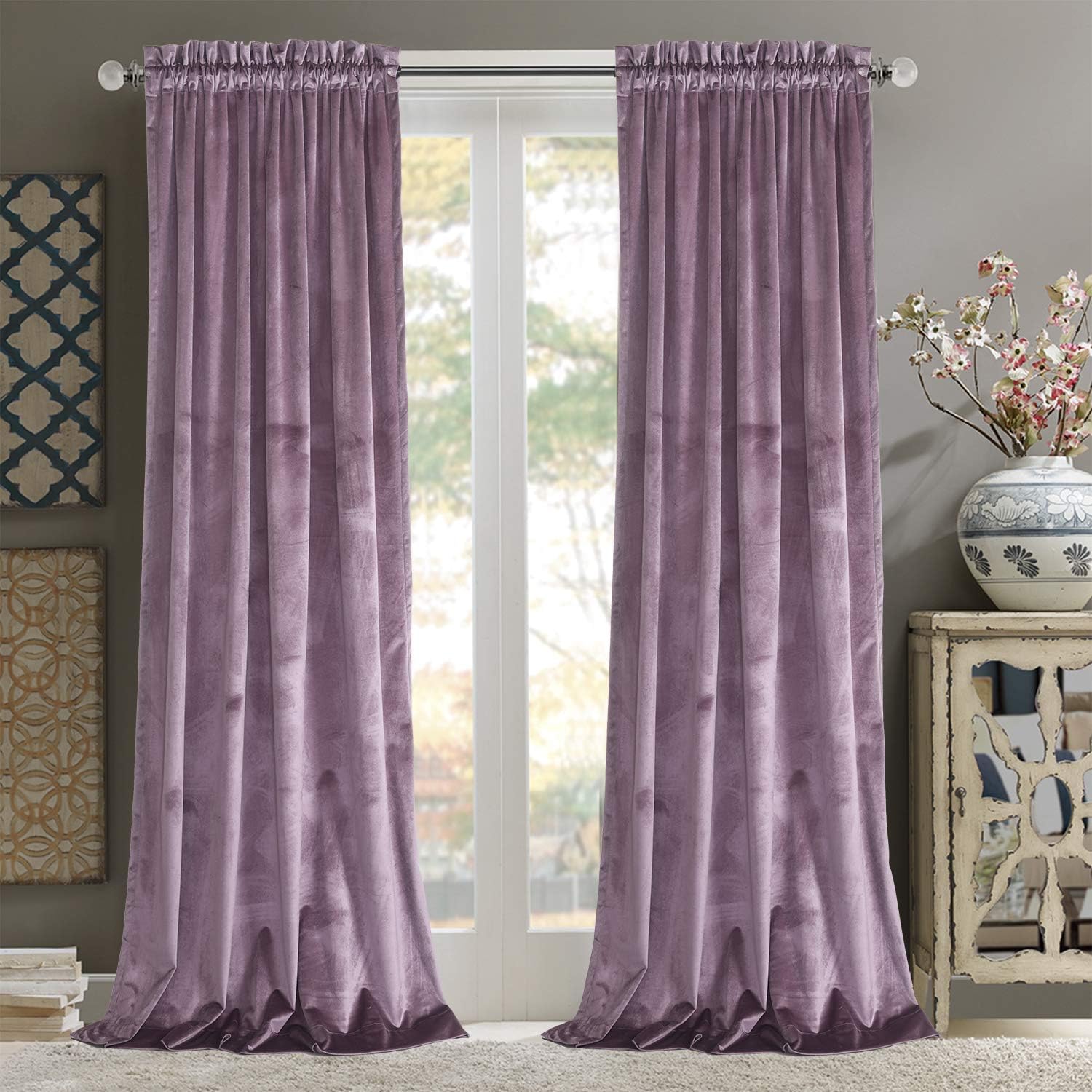 Roslynwood Elegance Lavender Velvet Curtains for Home Decor