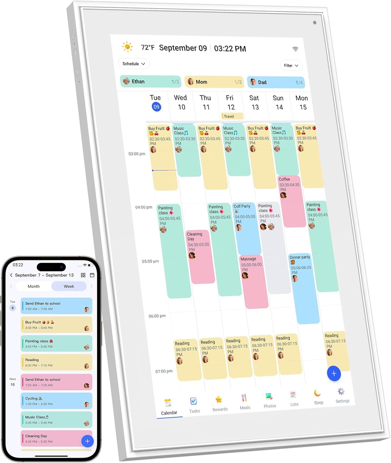 Smart WiFi Digital Calendar with Touch Screen for Family Schedules