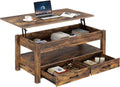 Rolanstar Coffee Table 47.2in Lift Top with Drawers - Ergonomic