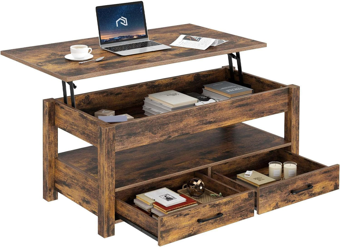Rolanstar Coffee Table with Lift Top and Hidden Storage Compartment