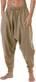 AITFINEISM Men's Cotton Drawstring Aladdin Harem Pants - Loose Fit