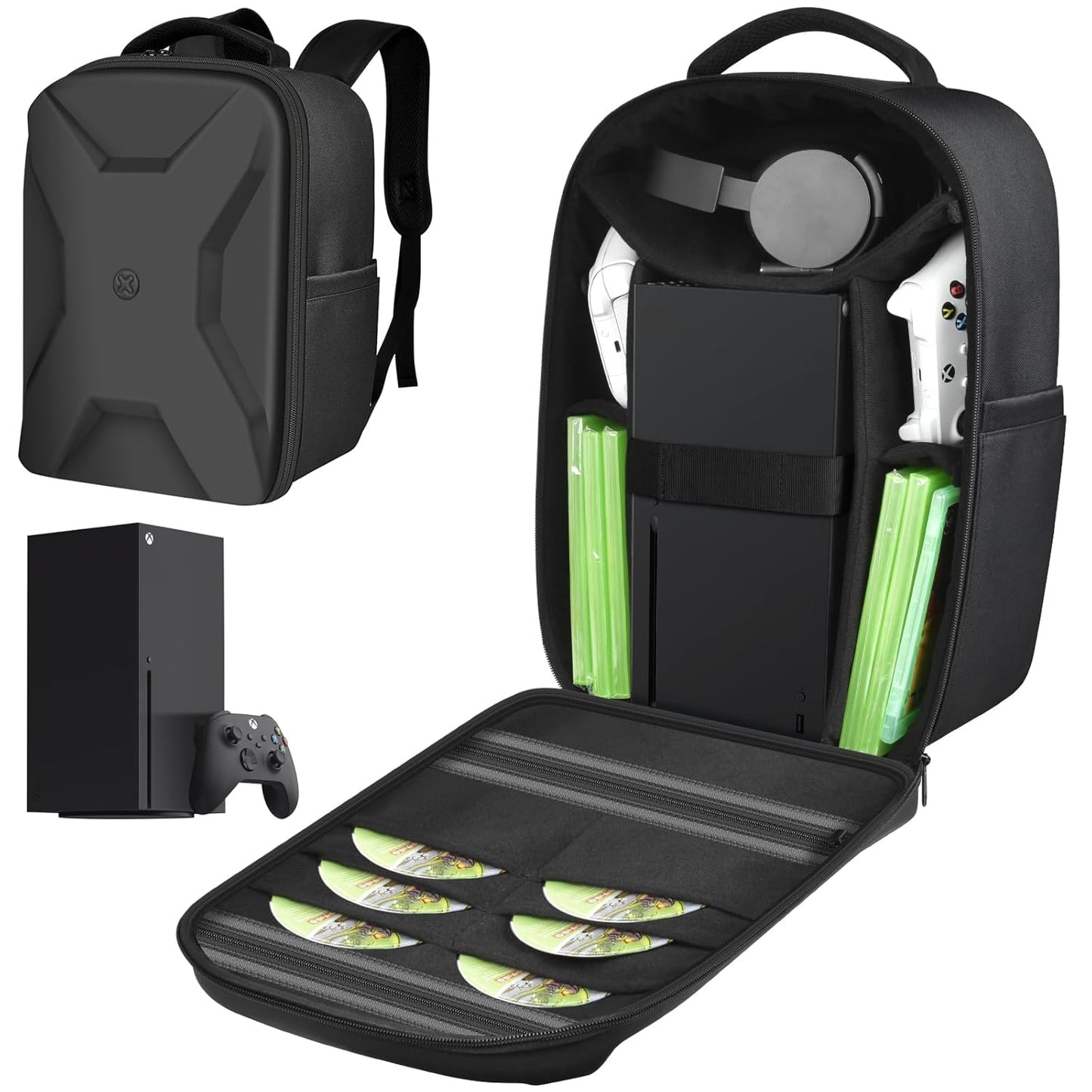 Carrying Case for Xbox Series X/S with Multiple Pockets & Compartments