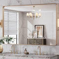 48x32 Gold Bathroom Mirror Rounded Rectangle Brushed Gold Frame