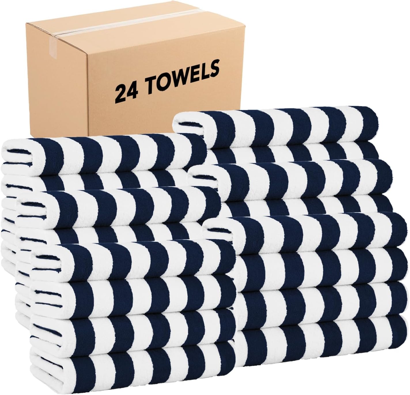 California Cabana Stripe Beach Towel Set - 24 Large Quick Dry