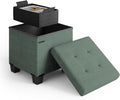 Storage Ottoman Cube with Small Bin - 16-in Green Storage Ottoman