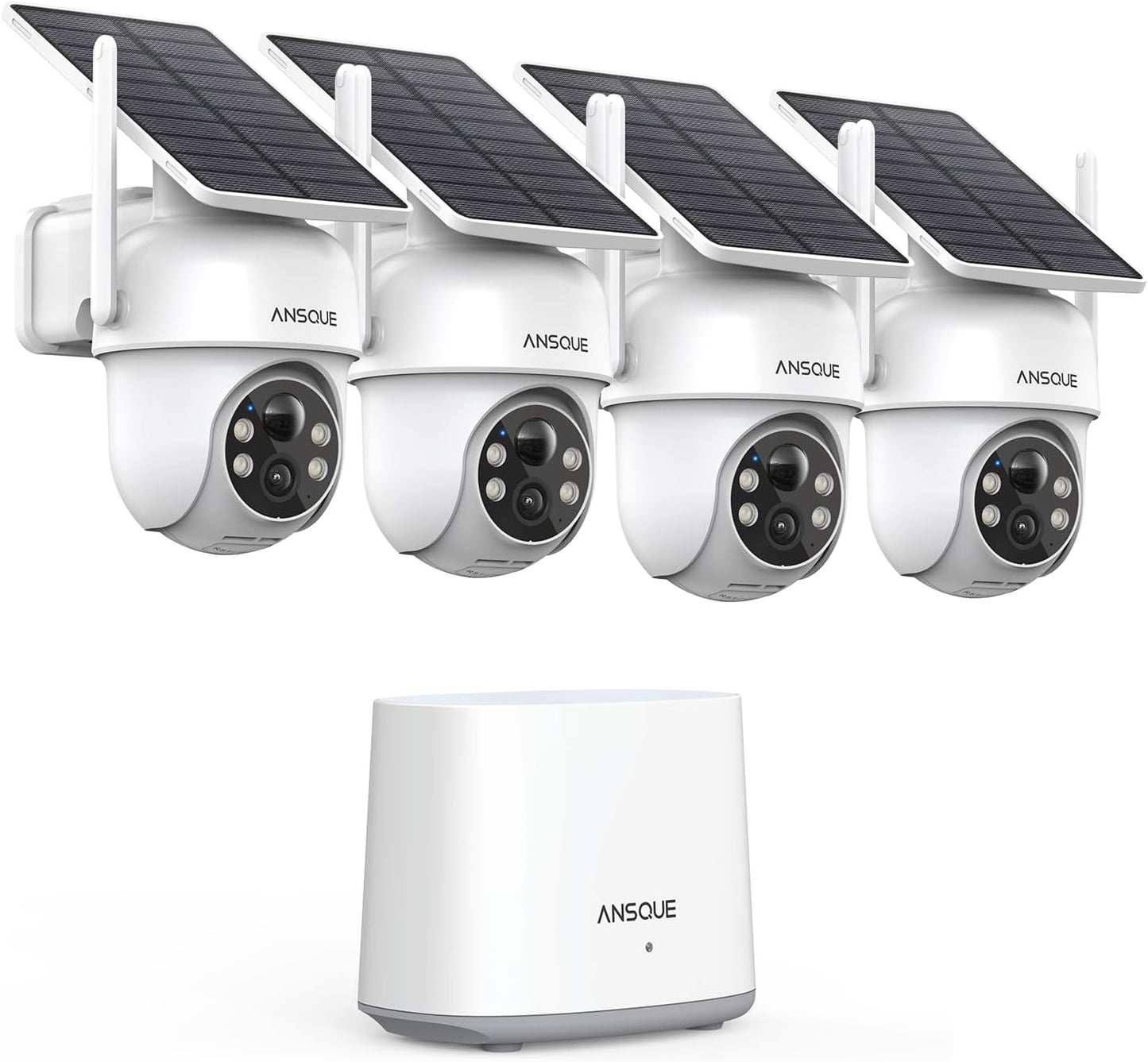 ANSQUE 360PTZ Wireless Security System - Solar Powered, No Fees, 2K Color Night Vision