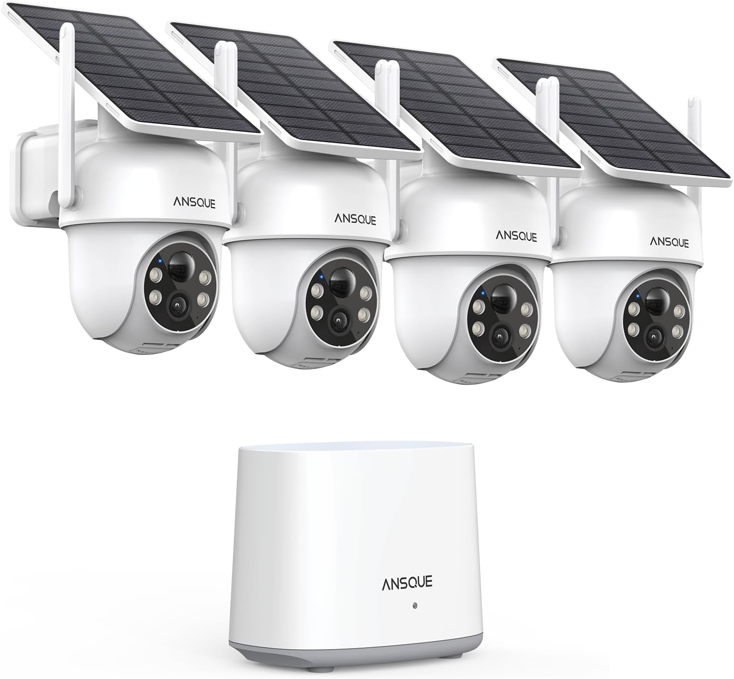 ANSQUE 360PTZ Wireless Security System - Solar Powered, No Fees, 2K Color Night Vision