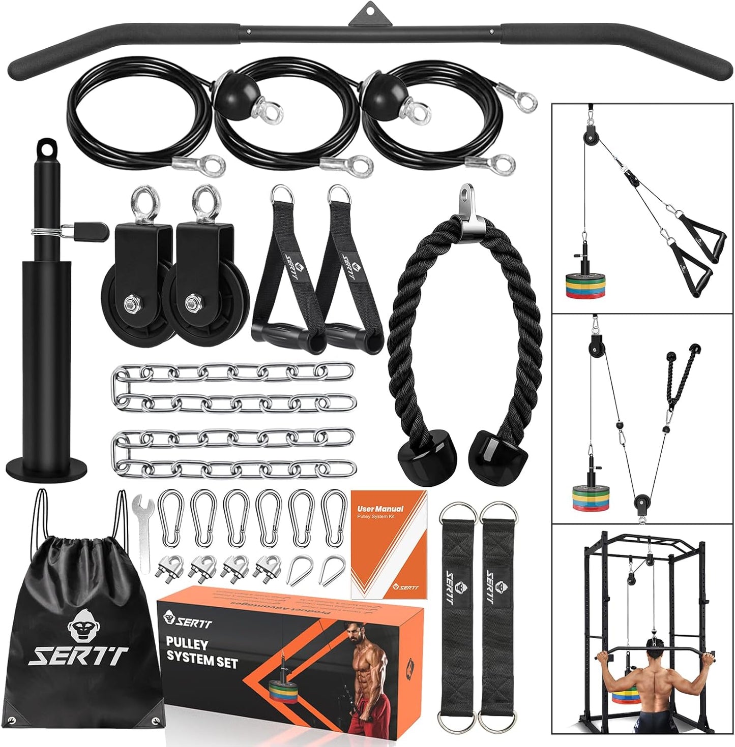 SERTT Home Gym Pulley System for Tricep and Lat Workouts