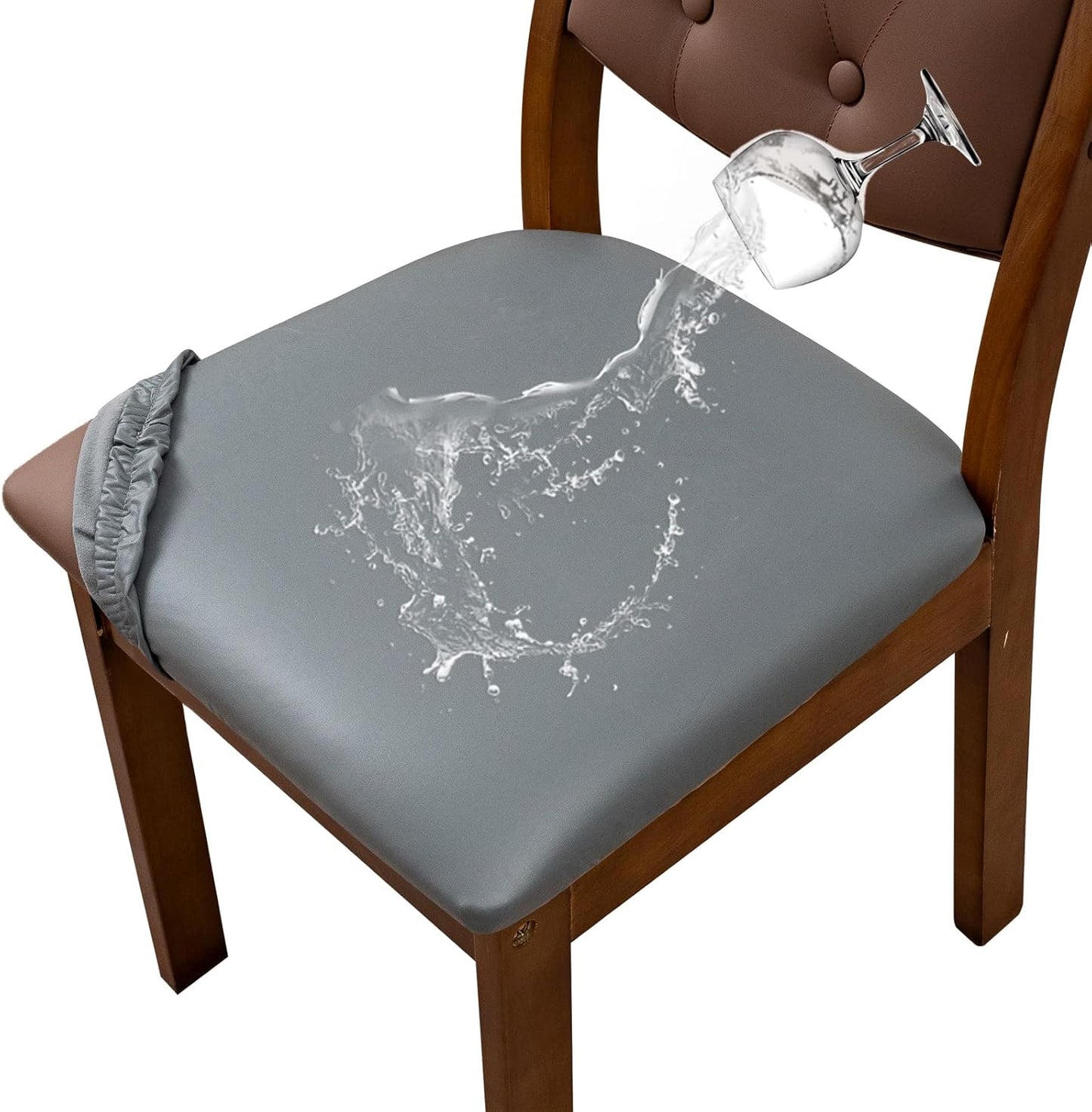 Waterproof PU Leather Dining Chair Covers Set of 6 for Home