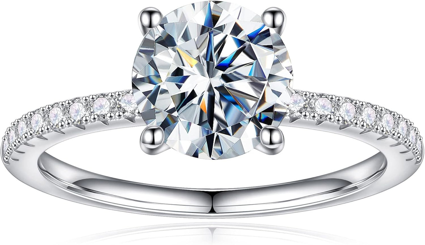 1.5CT Moissanite Engagement Ring with D Color VVS1 Clarity
