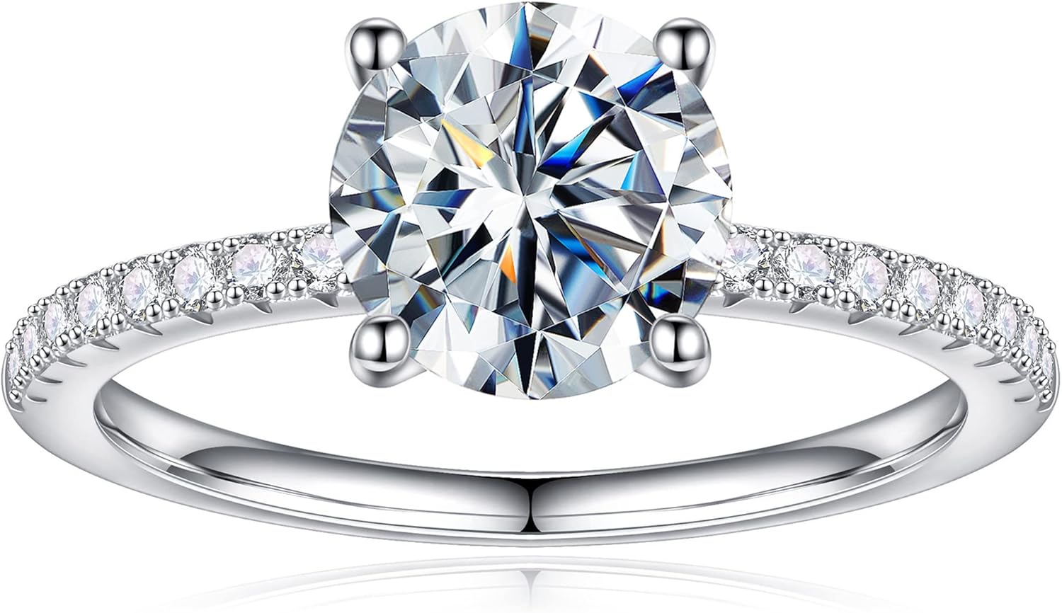 1.5CT Moissanite Engagement Ring with D Color VVS1 Clarity