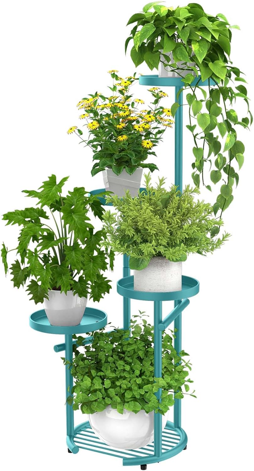 TOSKING 5 Tier Metal Plant Stand for Indoor and Outdoor Use