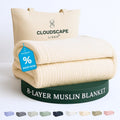 Cloud Scape Linen 8-Layer Muslin Blanket King Size - Year-Round