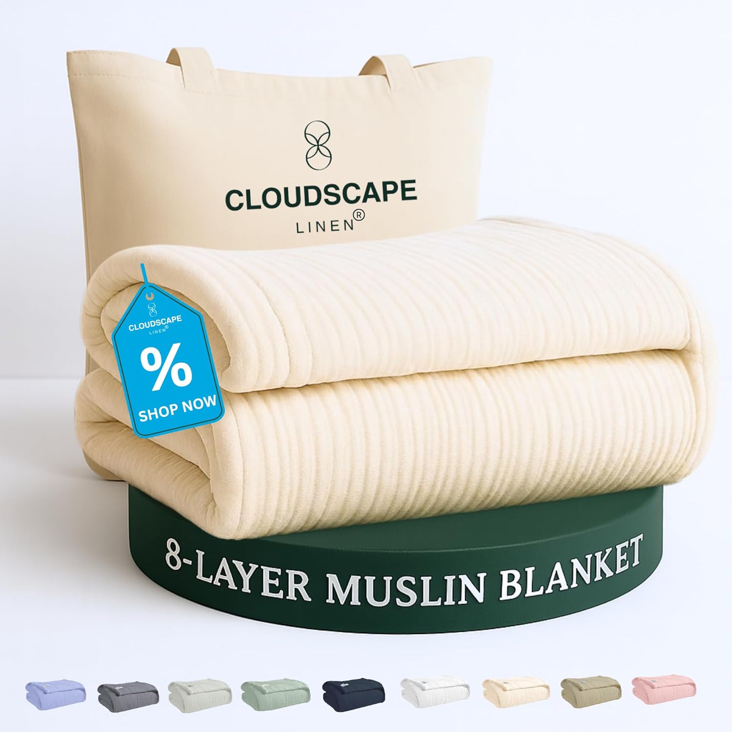 Cloud Scape Linen 8-Layer Muslin Blanket for King Size Beds