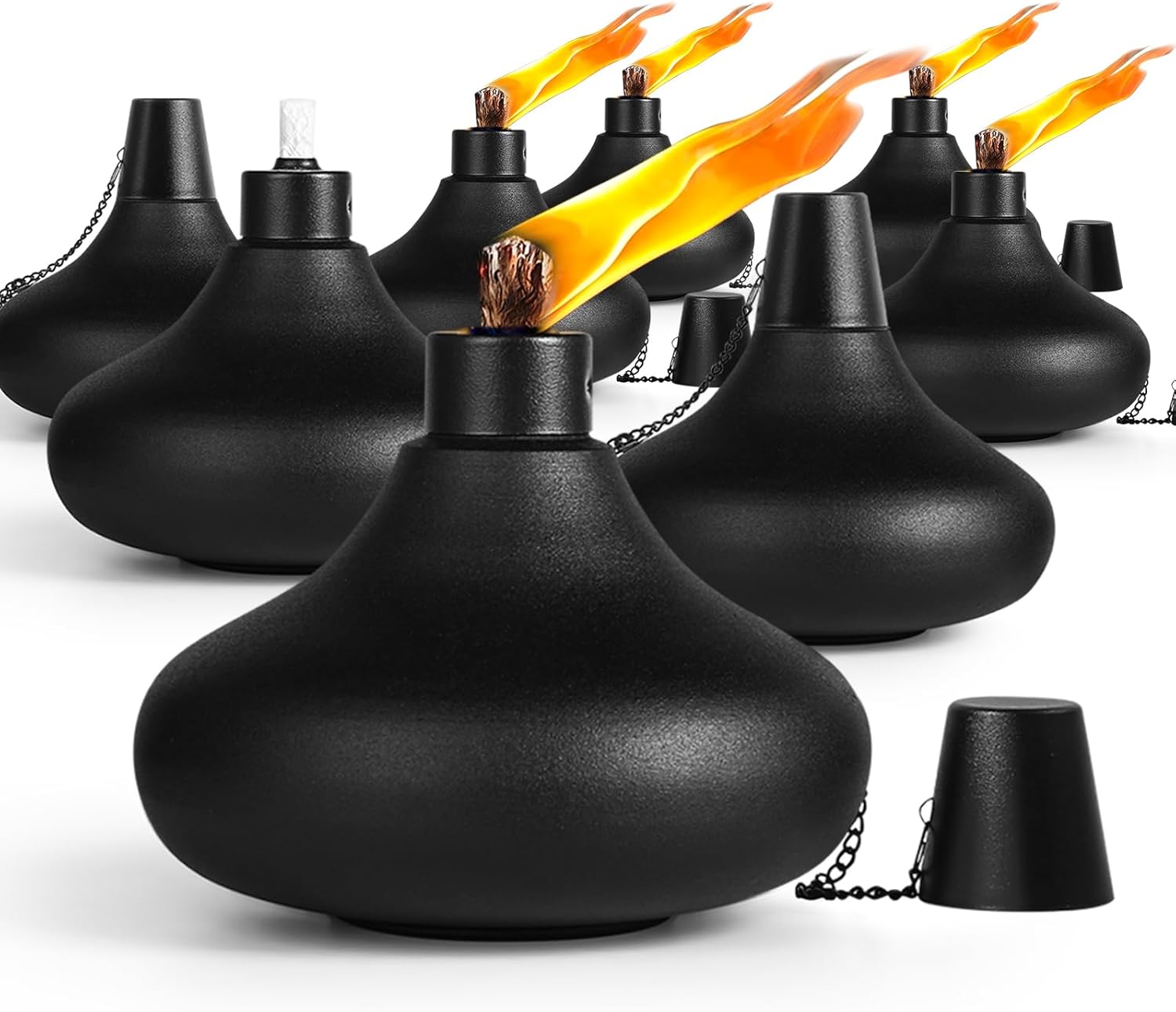 8 Pack Metal Table Top Torches for Outdoor Parties and Decor