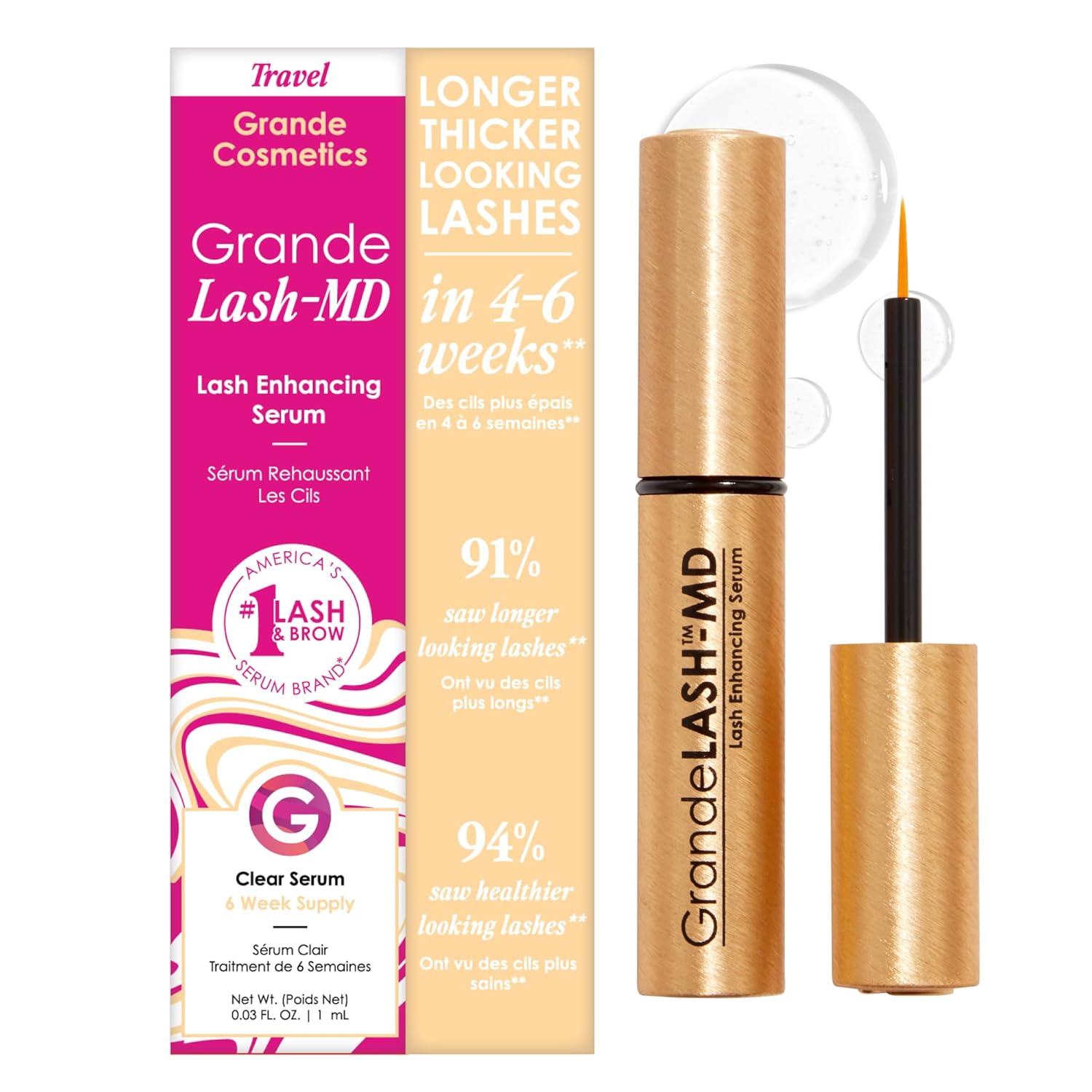 GrandeLASH-MD Lash Enhancing Serum for Fuller, Thicker Lashes