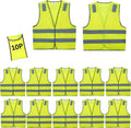 Safety Vests 20 Pack Bulk - Yellow Reflective High Visibility Work
