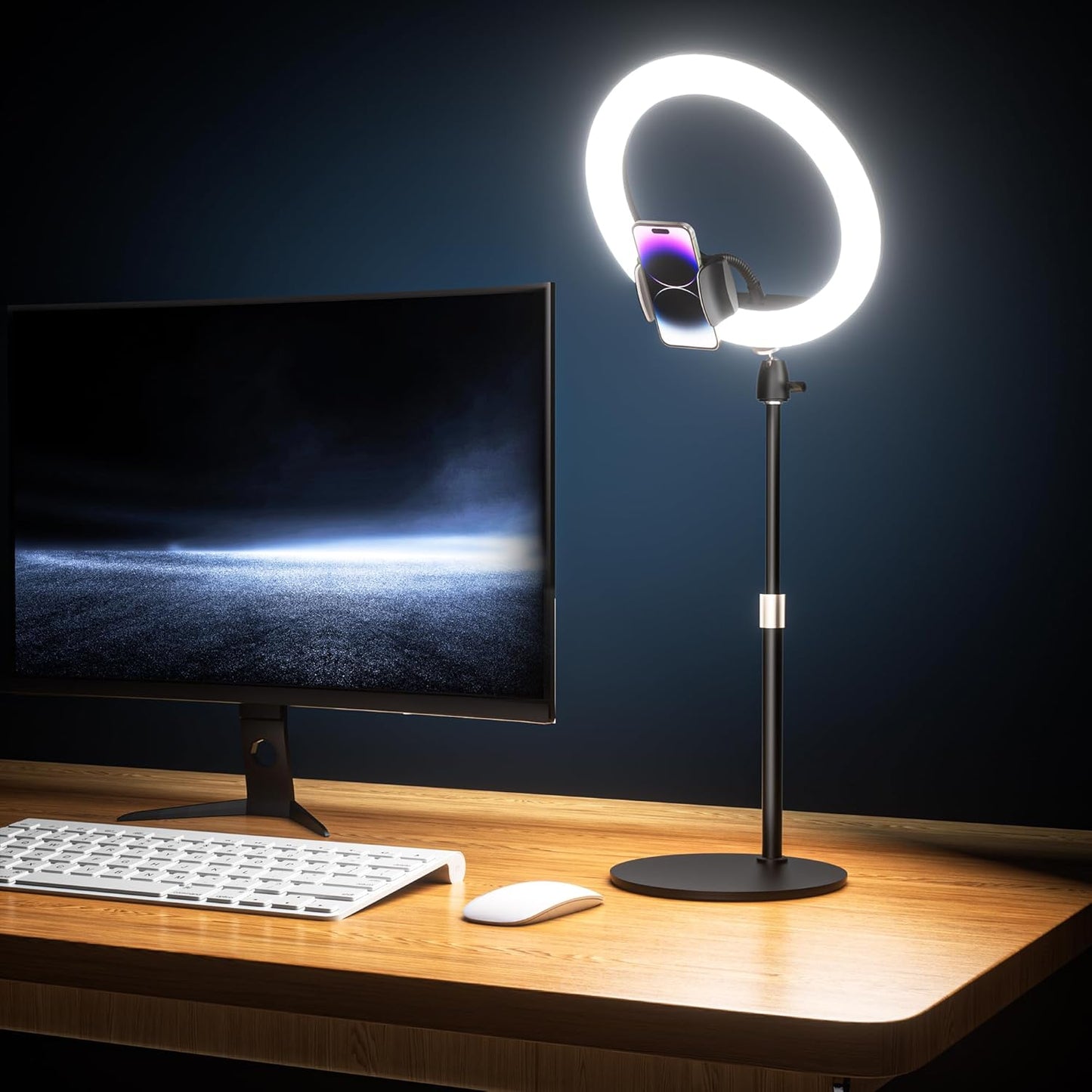 UBeesize 12in Desk Ring Light with Stand for Streaming & Photography