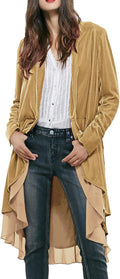 Womens Velvet Ruffled Asymmetric Long Blazer Coat - Soft Fall Layer