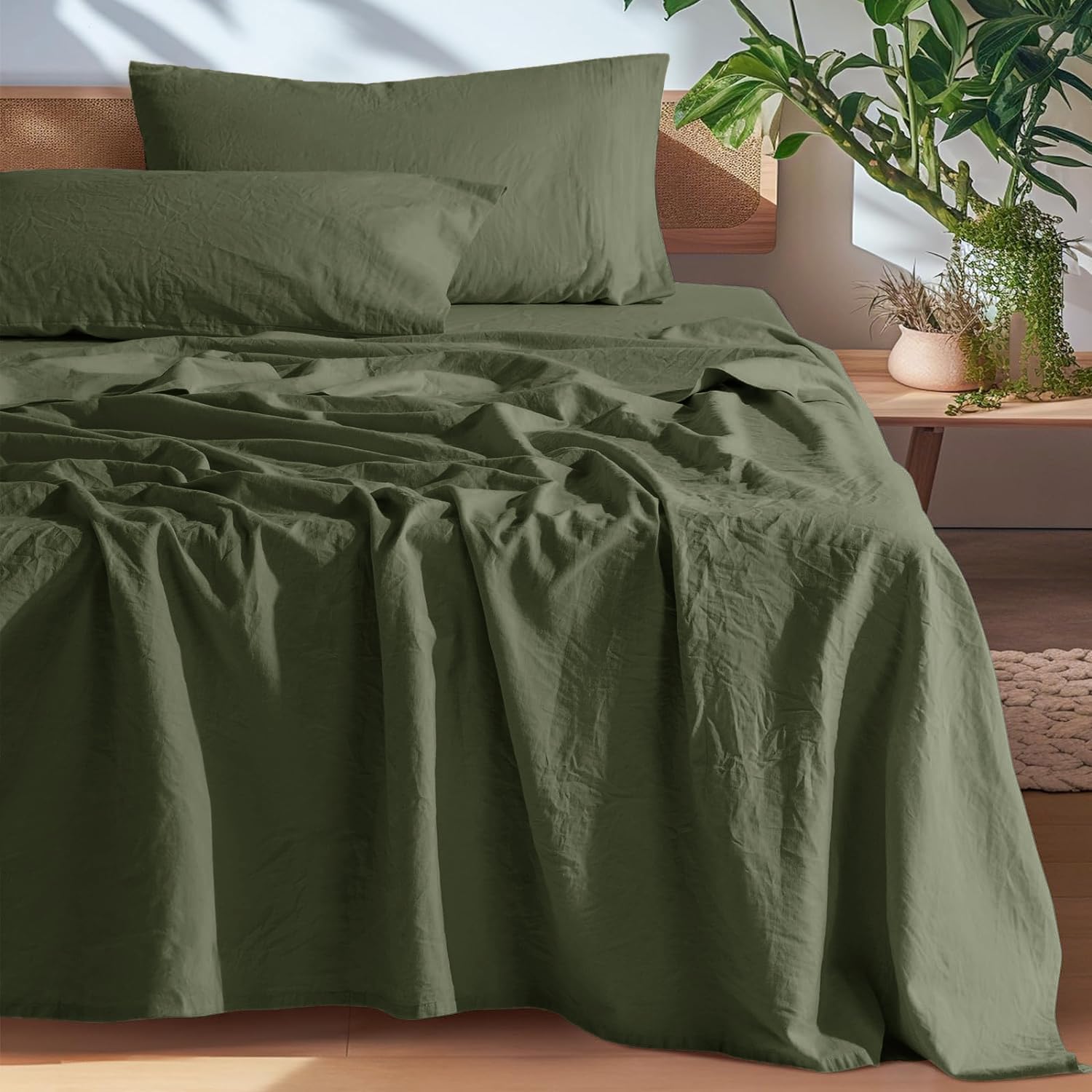 SONORO KATE 100% French Pure Linen Sheets for Queen Size Beds