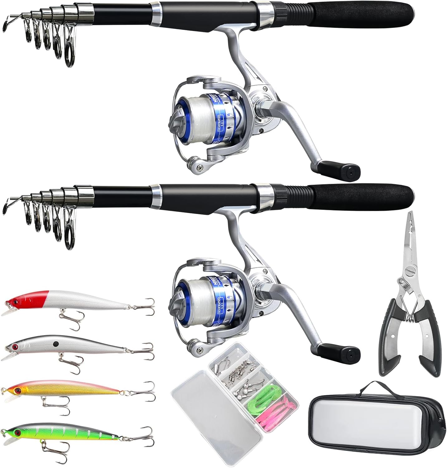 Ultimate Fishing Set: Collapsible Rods, Spinning Reels, Ready-to-Use Setup!
