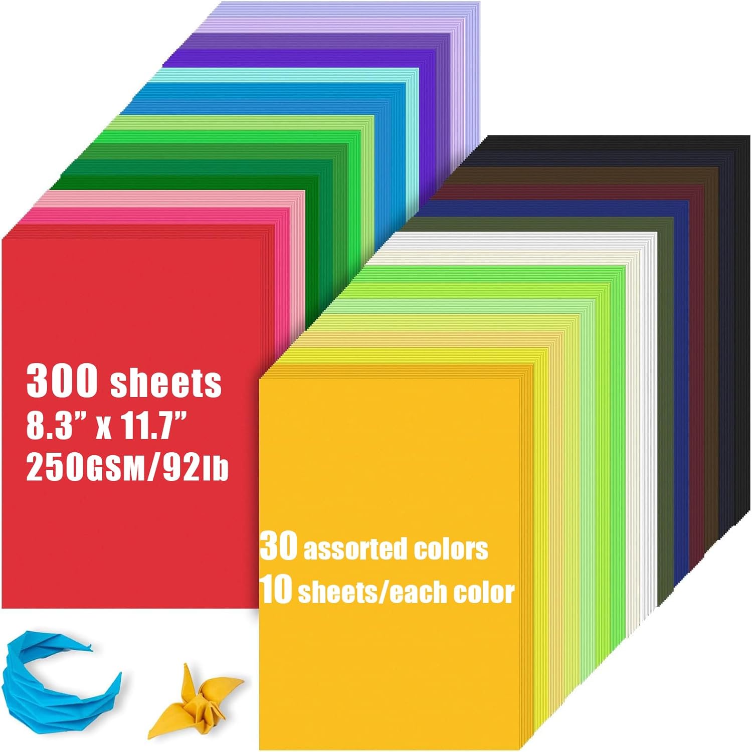 300 Sheets Colored Cardstock Bulk for DIY Art and Crafts
