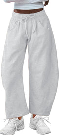 Hongsui Women's Barrel Leg Pants with Elastic Waistband - Soft Wide