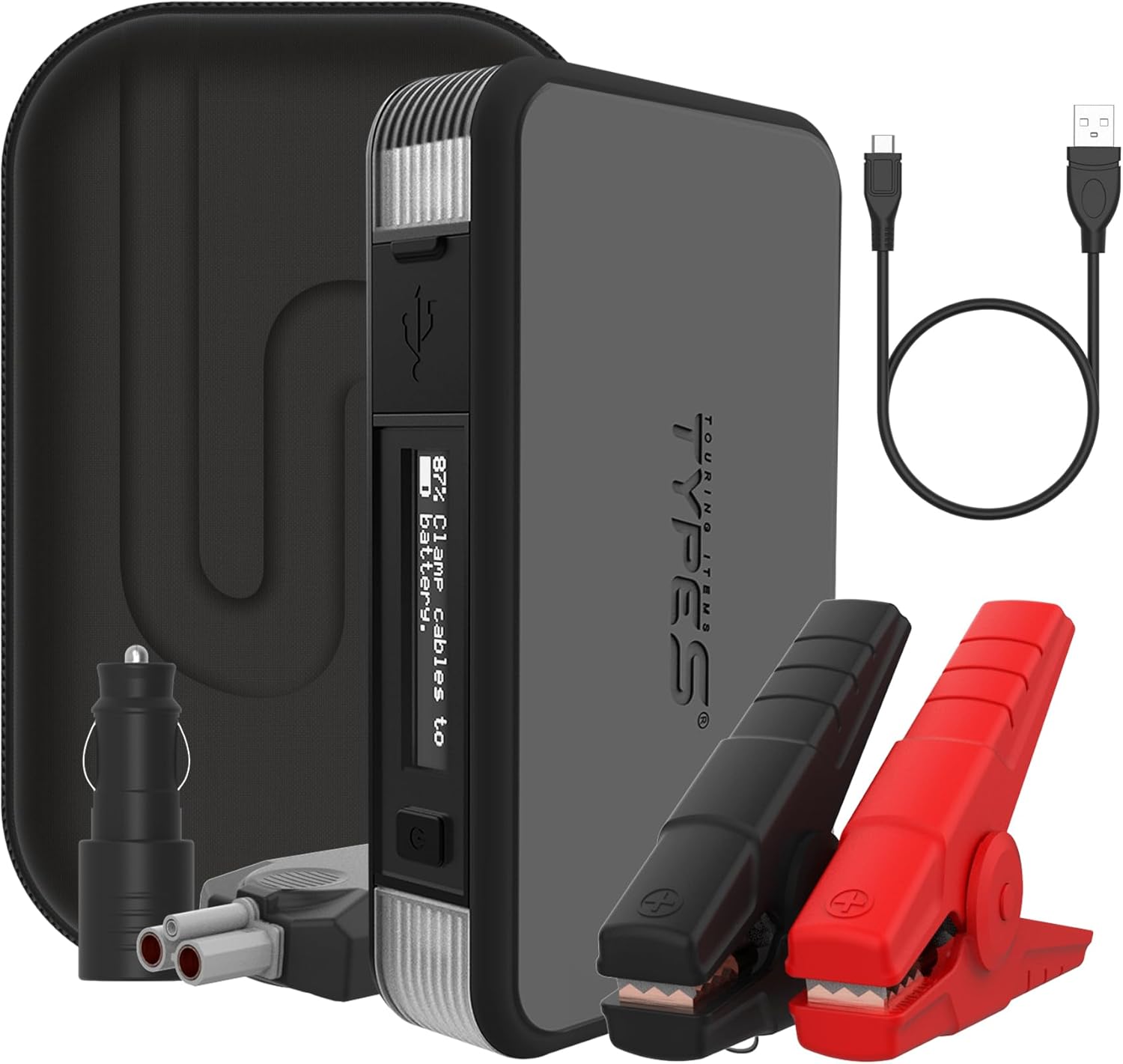 Type S 1000A Jump Starter: Gas & Diesel Cars, LCD Display, Power Bank