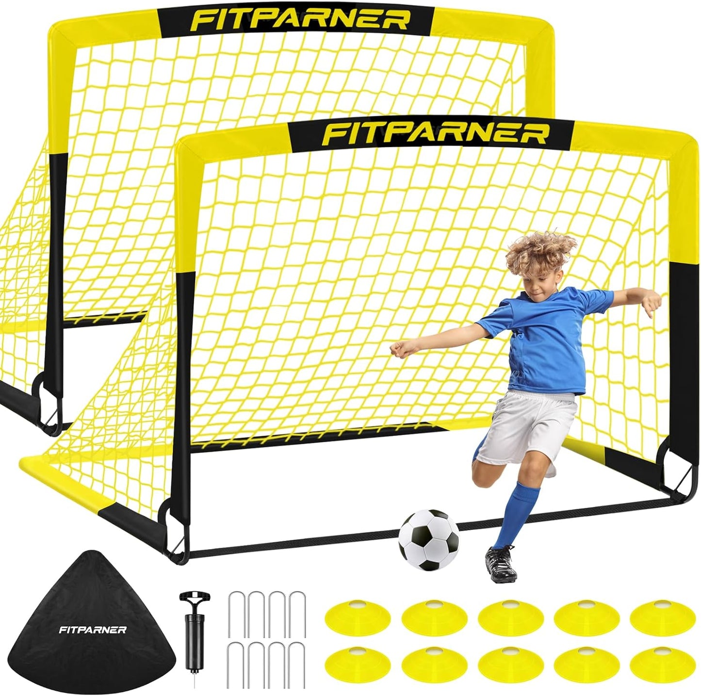 Kids Soccer Goals for Backyard - Portable Pop Up Nets Set