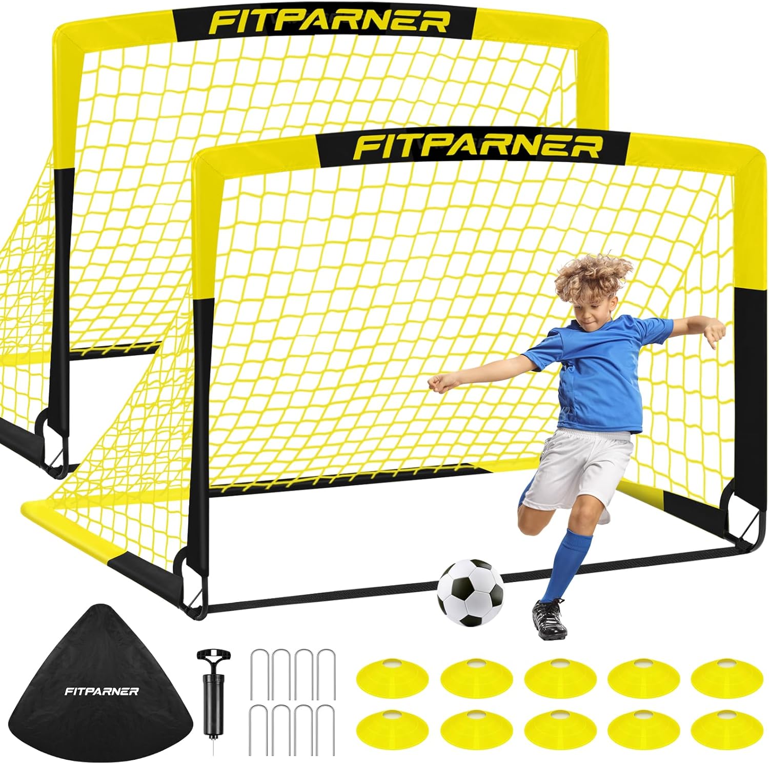 Kids Soccer Goals for Backyard - Portable Pop Up Nets Set