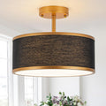 Bargeni Semi Flush Mount Ceiling Light 12.5 in - Black & Gold Accent