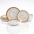 TP 12-Piece Dinnerware Set for 4, Grey Swirl - Durable Melamine