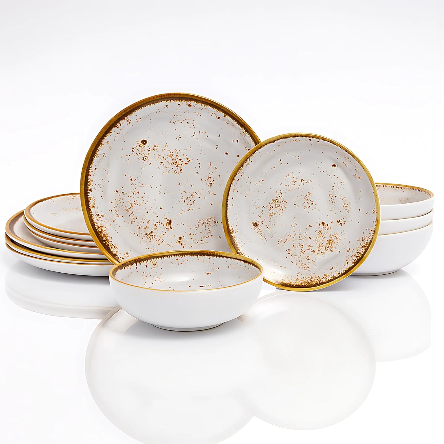 TP 12-Piece Dinnerware Set for 4 - Non-Breakable Melamine Dishes