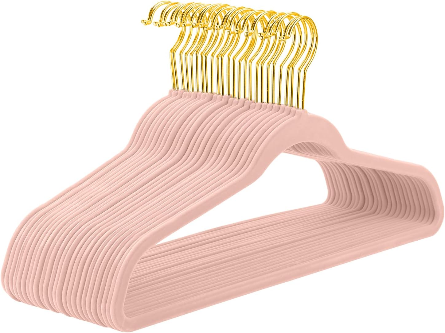 Premium Blush Pink Velvet Hangers 60 Pack for Space Saving