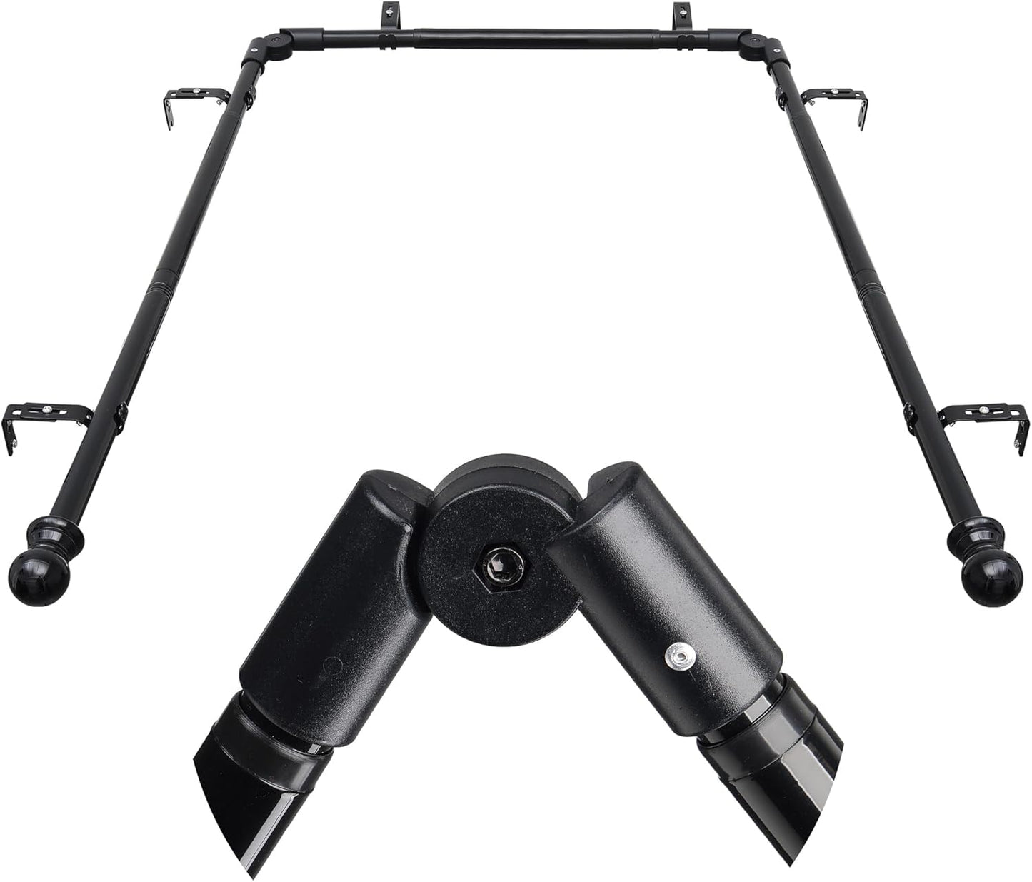 Adjustable U-Shaped Bay Window Rod - Heavy Duty Black