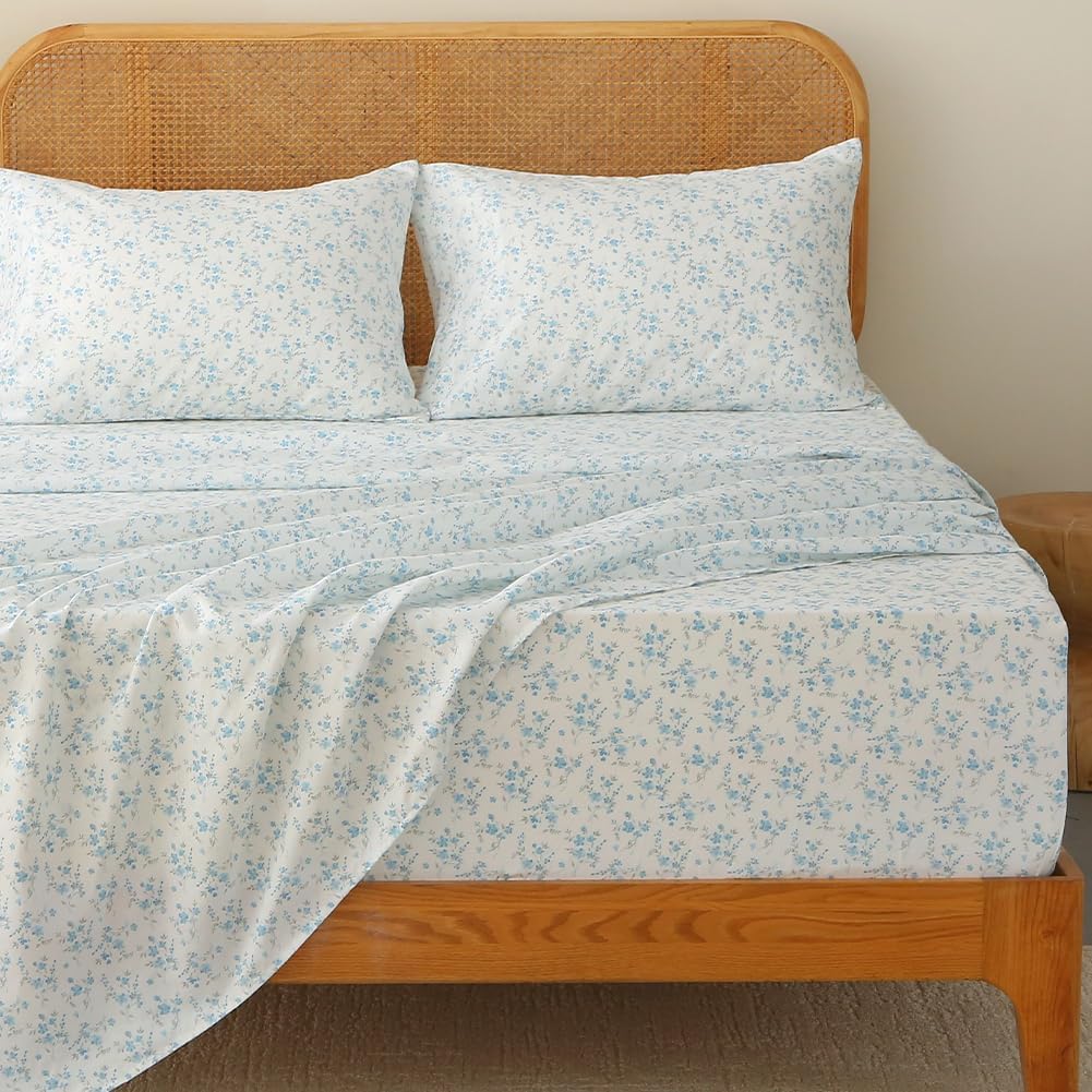 HYPREST Floral Sheets King Set - Soft Breathable 4pcs Bedding
