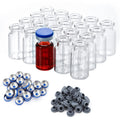 200 Pack 10ml Glass Vials with Flip Off Caps and Rubber Stoppers