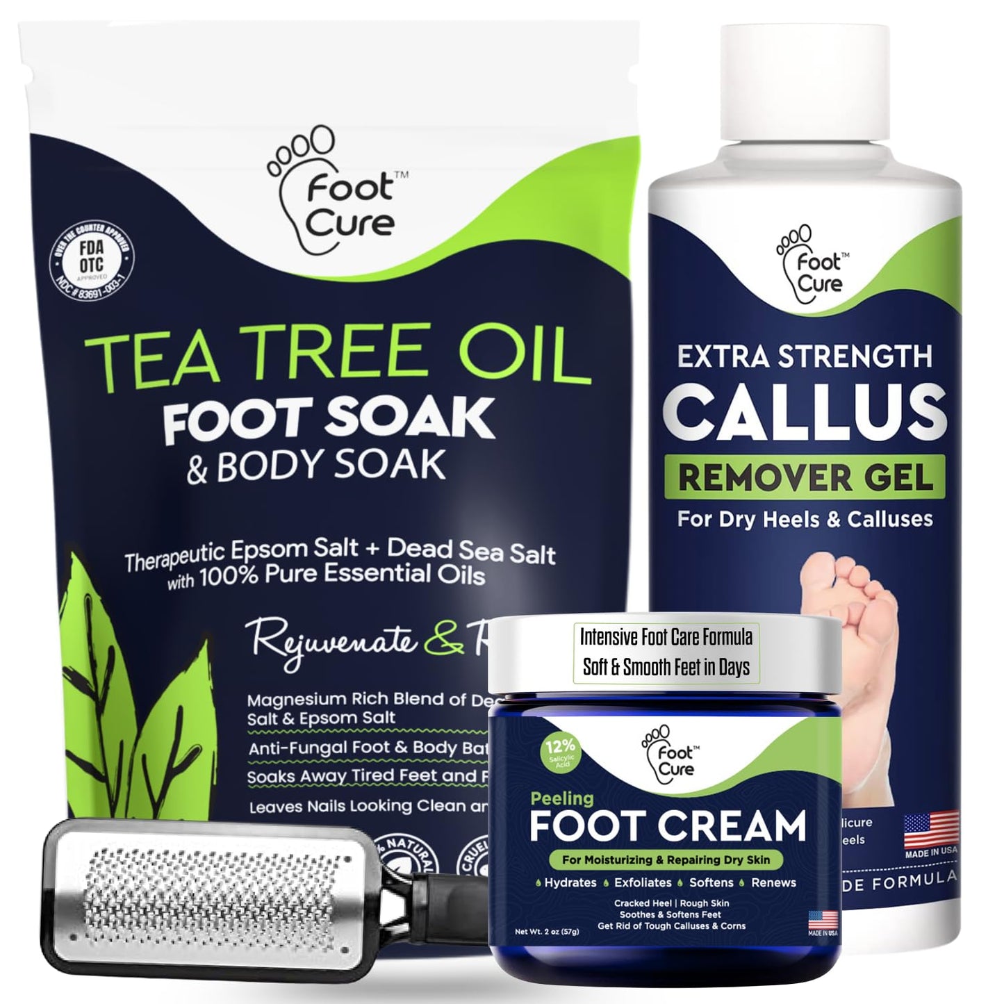 FOOT CURE Exfoliator & Callus Remover Set for Healthy Feet
