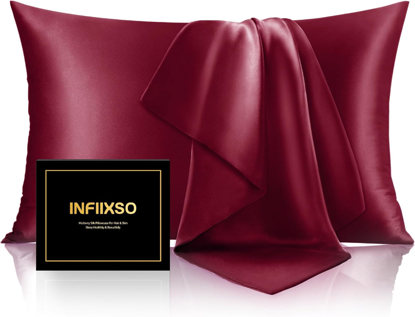 INFIIXSO Mulberry Silk Pillow Cases King Size Set of 2 for Comfort